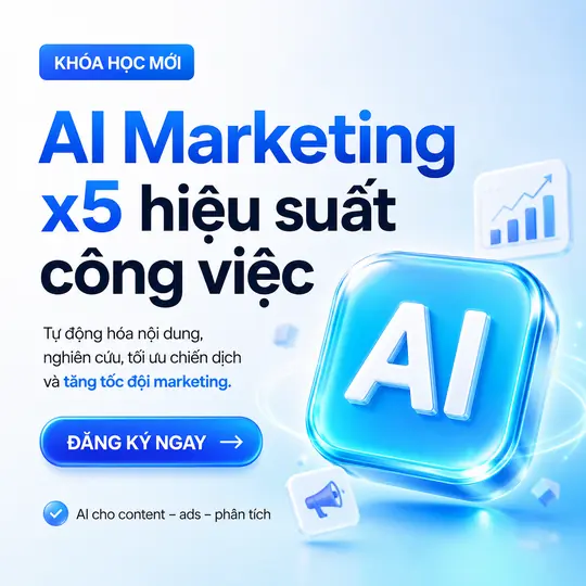 Thumbnail khóa AI Marketing x5 hiệu suất công việc